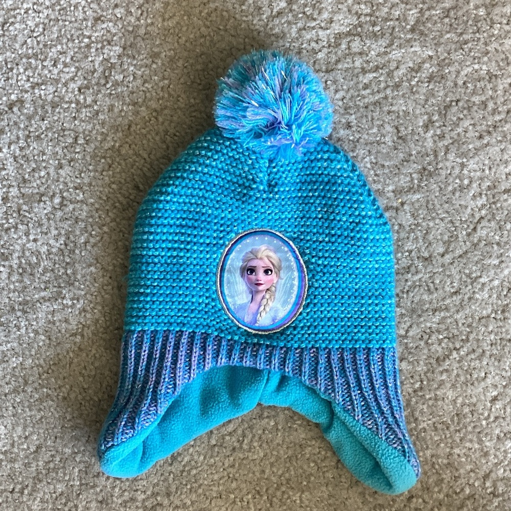 Disney Blue Kids Hat with Elsa Patch & mittens